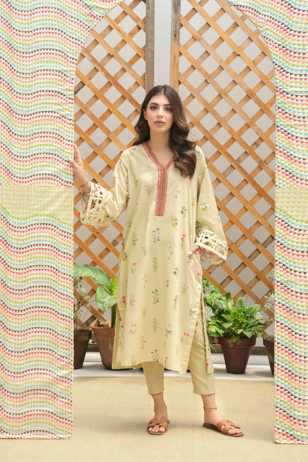 A Floral Monsoon 23 - Beige Botanical With Pant - RTS - Sale