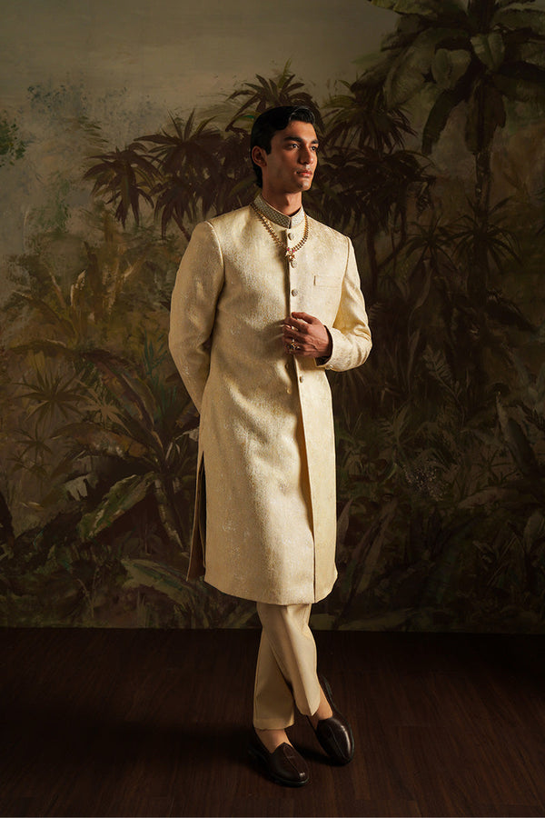 Festive Edit '24 - "Azar" Beige Embroidered Sherwani (RTS)