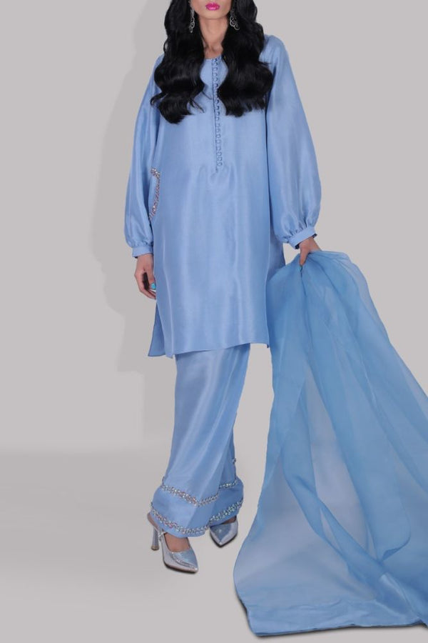 Muse Luxe Edit '23 - BLUE BELL RAW SILK TUNIC SET