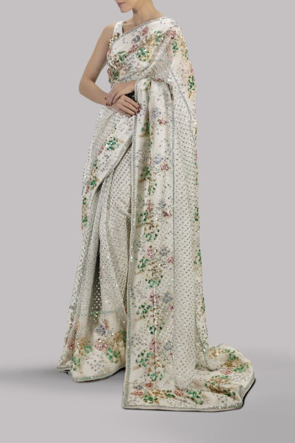 Luxe Edit '23 - Egret Embellished Organza Sari