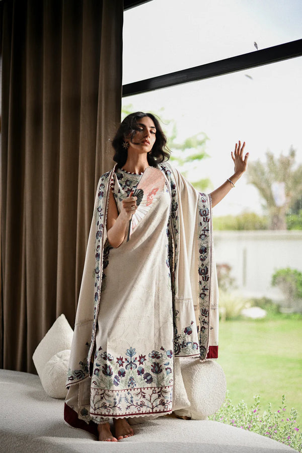 Karandi '25 - IVORY LUXURY EMBROIDERED KARANDI SET (NEL-25626)