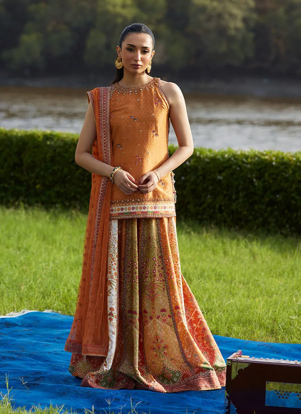 Mayna Festive Luxe Pret '25 - Sitar Saffron Shirt And Dupatta