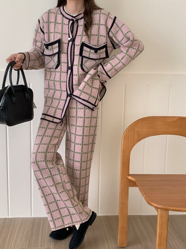 Gigi Pink Checkered Two Piece suit