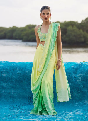 Mayna Festive Luxe Pret '25 - Celeste Ombre Saree