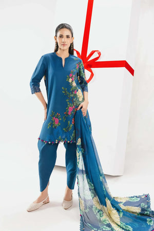 Spring Summer '26 - 3 Pc Unstitched Embroidered Lawn Suit - #MB-CUSV13-12A