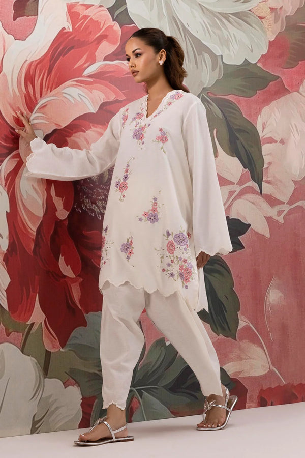 Pre-Fall Collection '25 - Stitched Cotton Embroidered Shirt + Shalwar SS25ESE887P2T