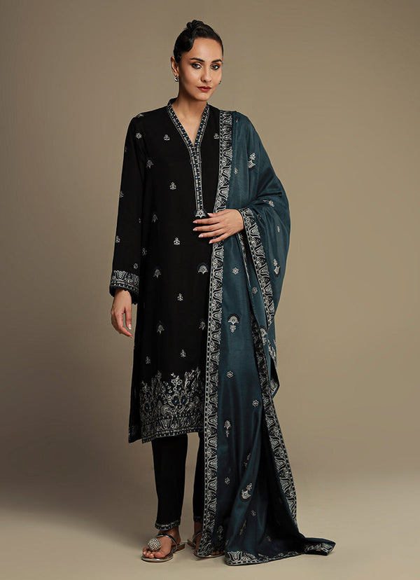 3 Pc Khaddar Embroidered Suit - Ikse-213986