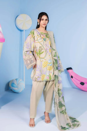 Spring Summer '26 - 3 Pc Unstitched Embroidered Lawn Suit #MB-CUSV13-13A
