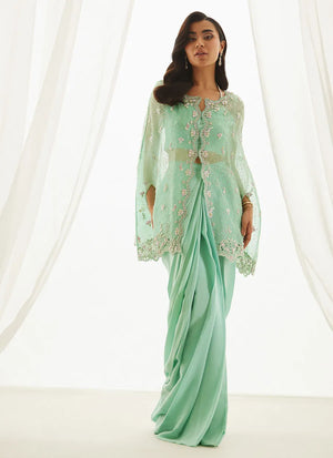 Luxe Pret '25 - Calaya Aqua Cape, Bustier And Skirt
