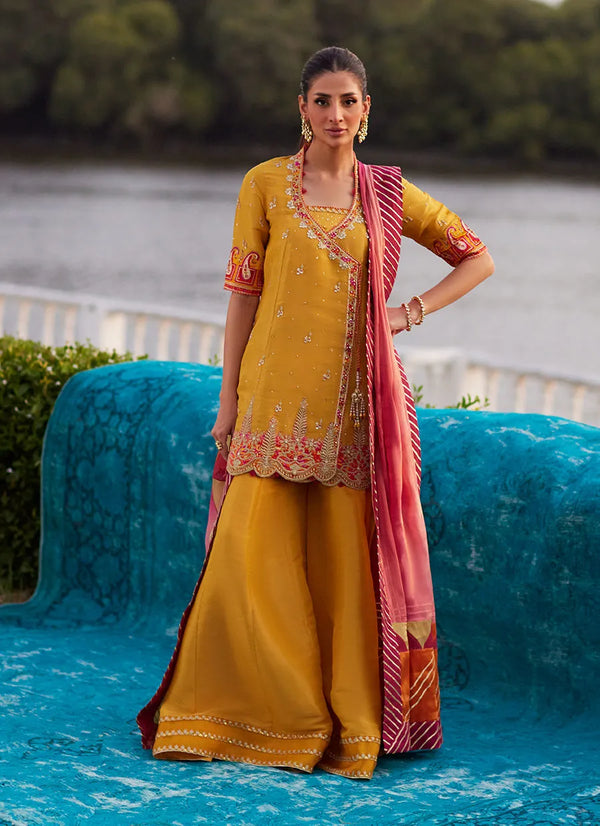 Mayna Festive Luxe Pret '25 - Henna Saffron Angharkha And Dupatta