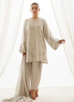 Luxe Pret '25 - Ziva Silver Shirt And Dupatta