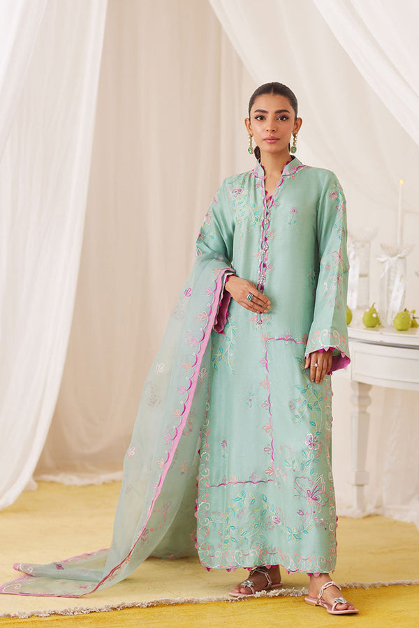 Lea Fall'24 - Petra Fern Green Embroidered Shirt And Dupatta