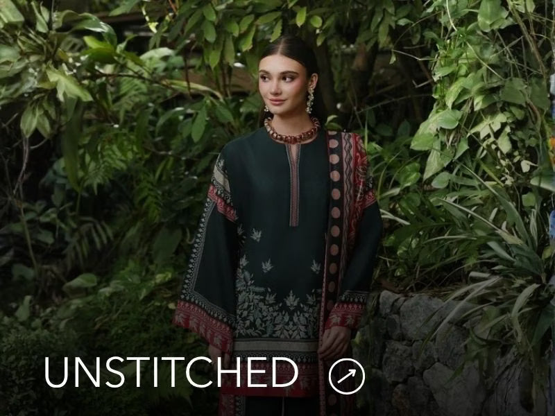 A banner on Nainpreet featuring embroidered unstitched ensembles with vibrant detailing and soft contrast.