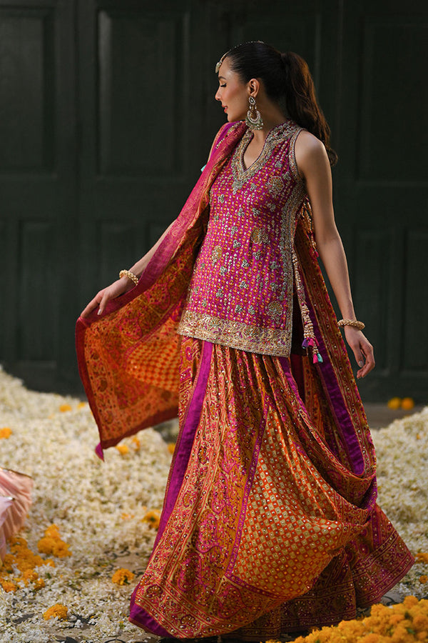 Amaltaas '24 - Ayala Magenta Pink Block Printed Shirt Dupatta And Lengha