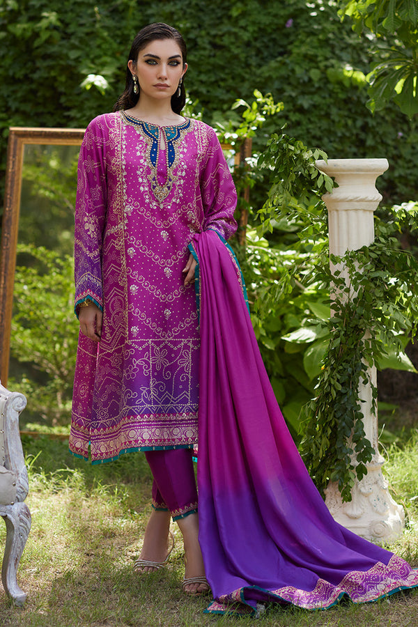 Mayna festive'24 - Tazeen Magenta Ombre Shirt And Dupatta