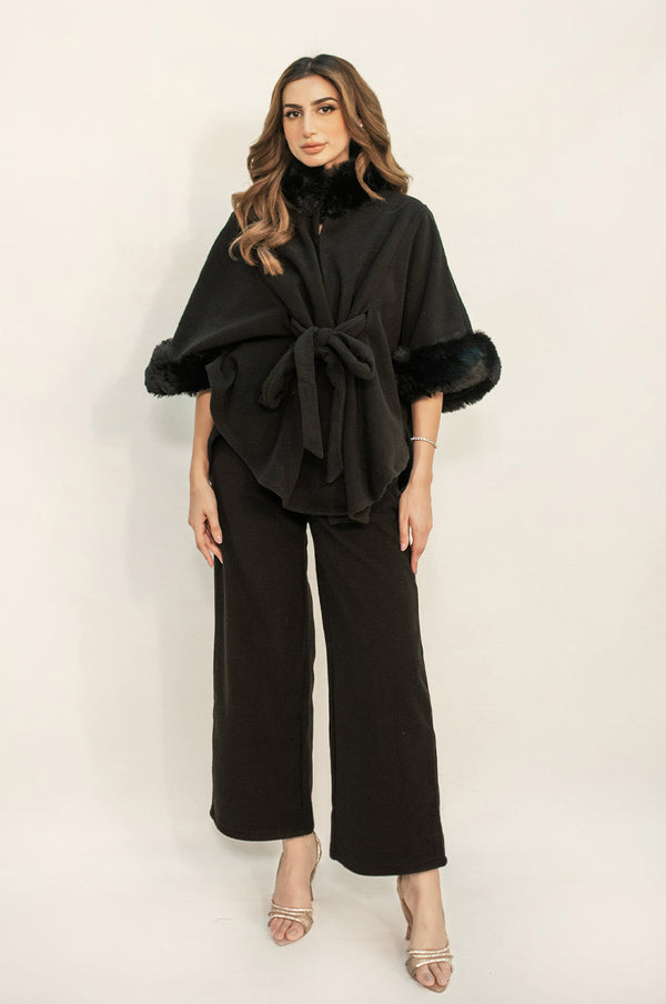 Autumn Winter '24 - Marya Black Fur Two Piece Suit