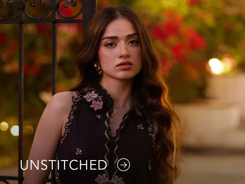 A banner on Nainpreet featuring embroidered unstitched ensembles with vibrant detailing and soft contrast.