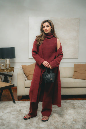 New In '25 - Merve Maroon Three Piece Suit