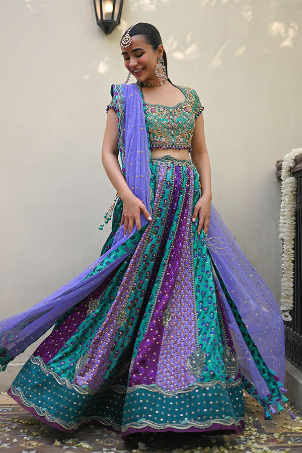 Amaltaas '24 - Bluebell Sea Green Block Printed Lengha Choli