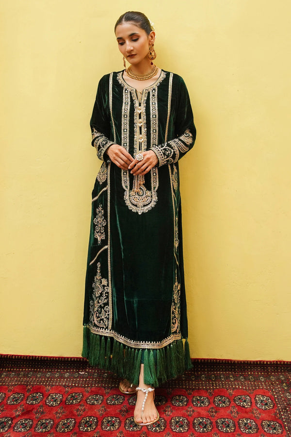 Ammara Khan Ronaq 23 - EMERALD GREEN VELVET LUXE (D-05)