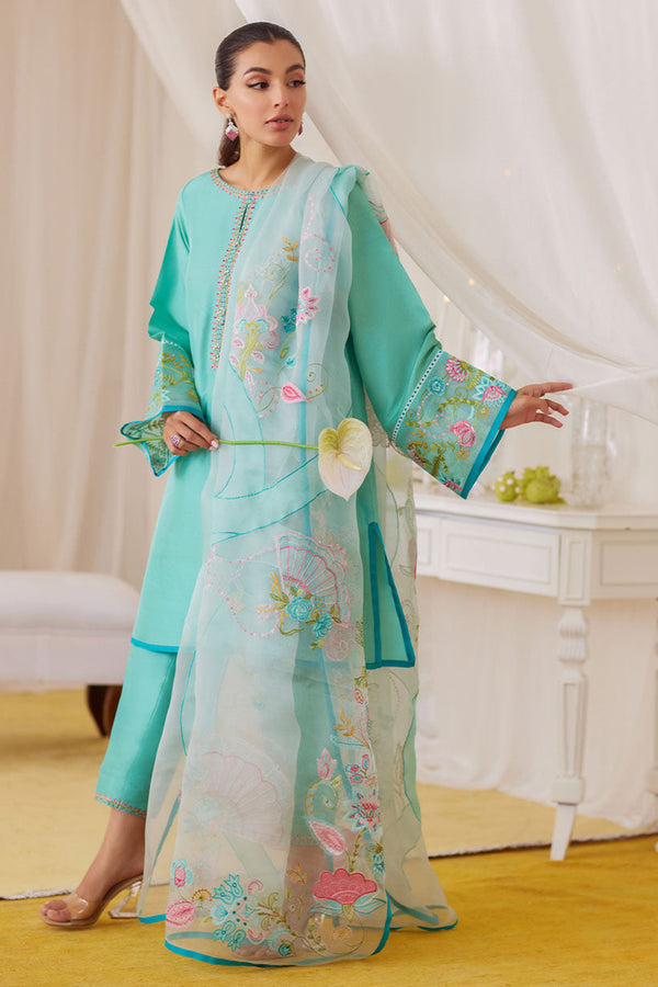 Lea Fall'24 - Una Turquoise Shirt And Embroidered Dupatta