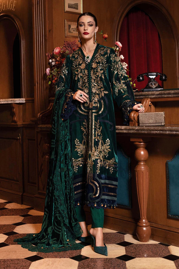 Winter Luxe '25 - 3 Piece Unstitched Embroidered Velvet Suit | WL-1302