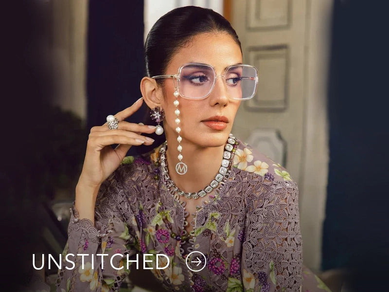 A banner on Nainpreet featuring embroidered unstitched ensembles with vibrant detailing and soft contrast.