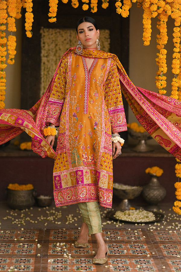 Amaltaas '24 - Lumi Bright Mustard Embellished Kurta And Block Printed Dupatta