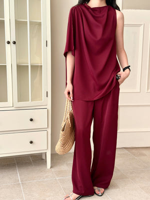 New Arrivals '26 - Norah Burgundy Draped Set | HS-1430