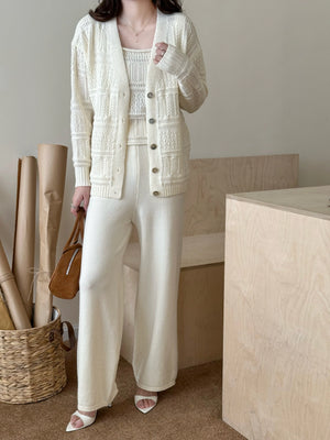 New In '25 - TINA WHITE DETAIL THREE PIECE KNIT SUIT