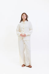 Hassal Spring Summer 24 - Lola Off White Two Piece Textured Muslin Suit