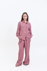 Hassal Spring Summer 24 - Lola Rose Pink Two Piece Textured Muslin Suit