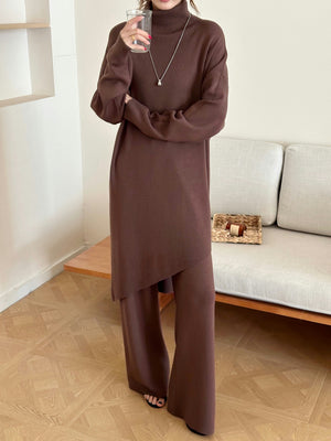 New Arrivals '26 - Munich Dark Brown Asymmetrical Knit Suit