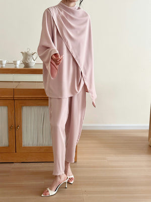 New Arrivals '26 - Myra Draped Scarf Set Raspberry | HS-1439