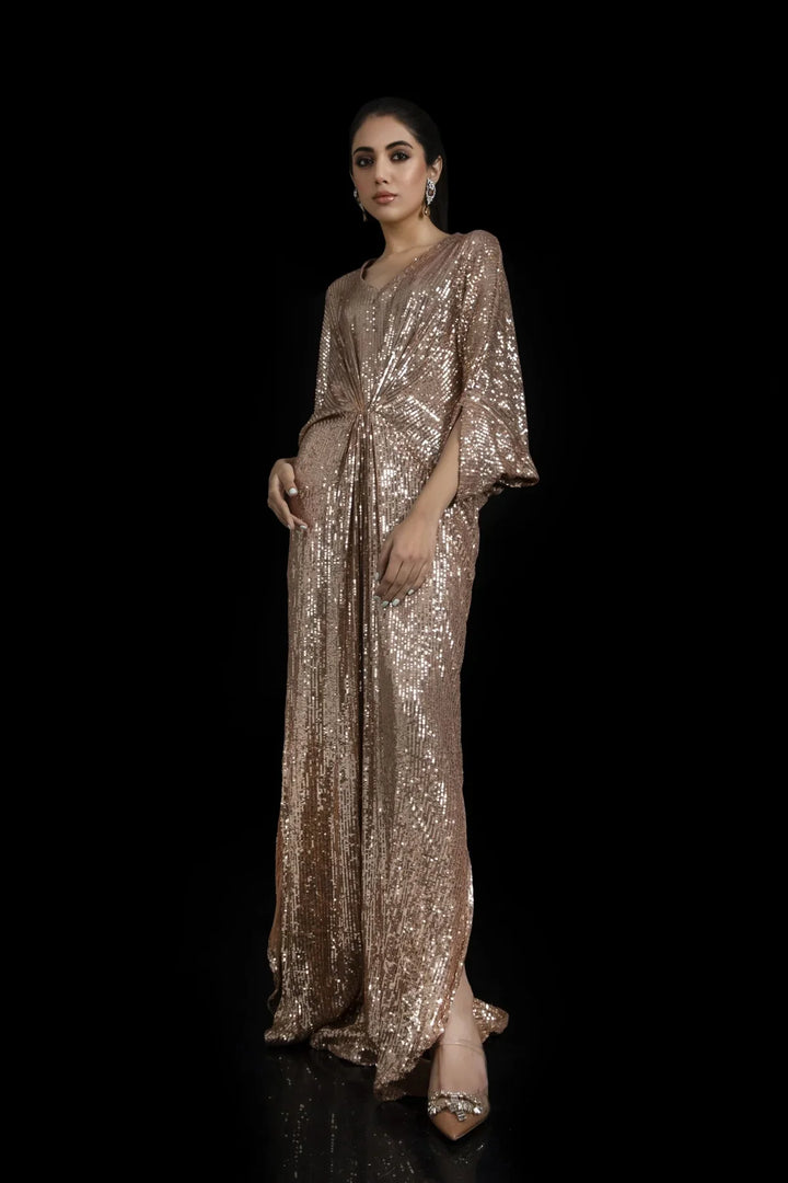 Ayesha Somaya | Rose Gold Sequin Kaftan | Nainpreet Nainpreet - The Collective Ayesha Somaya | Rose Gold Sequin Kaftan | Nainpreet Nainpreet - The Collective