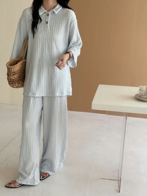 Spring Summer - Laya Pale Blue Textured Suit | HS-1247