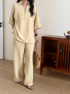 Spring Summer - Sara Butter Yellow Textured suit | HS-1248
