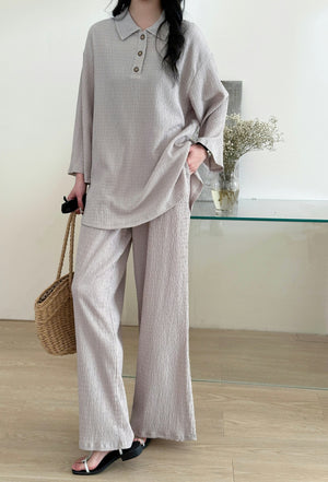 New Arrivals '26 - Gigi Textured Summer Co ord Gray | HS-1443