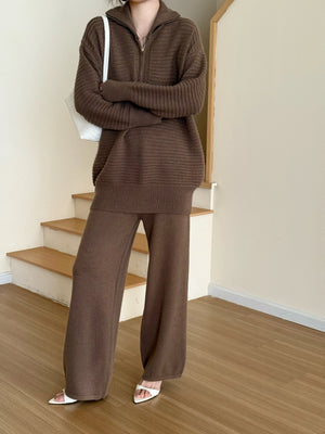 New In '25 - LOLO KNIT DETAIL SUIT BROWN