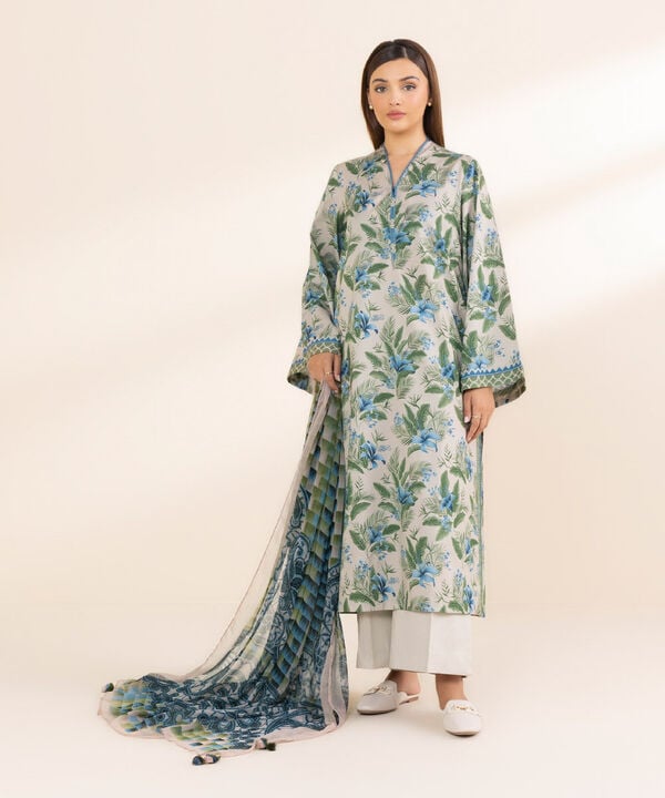 3 Piece - Printed Lawn Suit - 3PDY25V118AT