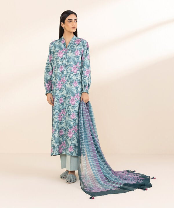 3 Piece - Printed Lawn Suit - 3PDY25V119AT