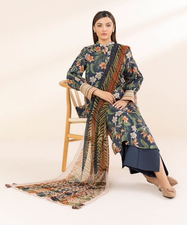 3 Piece - Printed Lawn Suit - 3PDY25V124AT