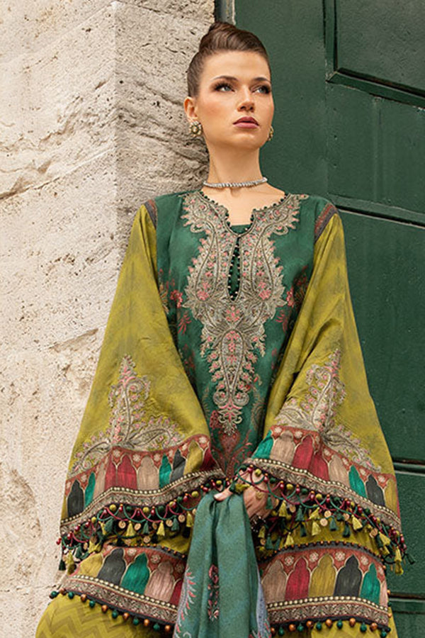 M Print'24 - 3 Piece Unstitched Printed Linen Suit | MPT-2305-A