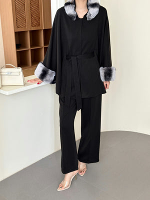 New Arrivals '26 - Moscow Contrast Modal Fur Cape Suit