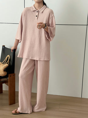 Spring Summer - Laya Baby Pink textured suit | HS-1270