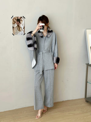 New Arrivals '26 - Moscow Contrast Fur Modal Cape Suit