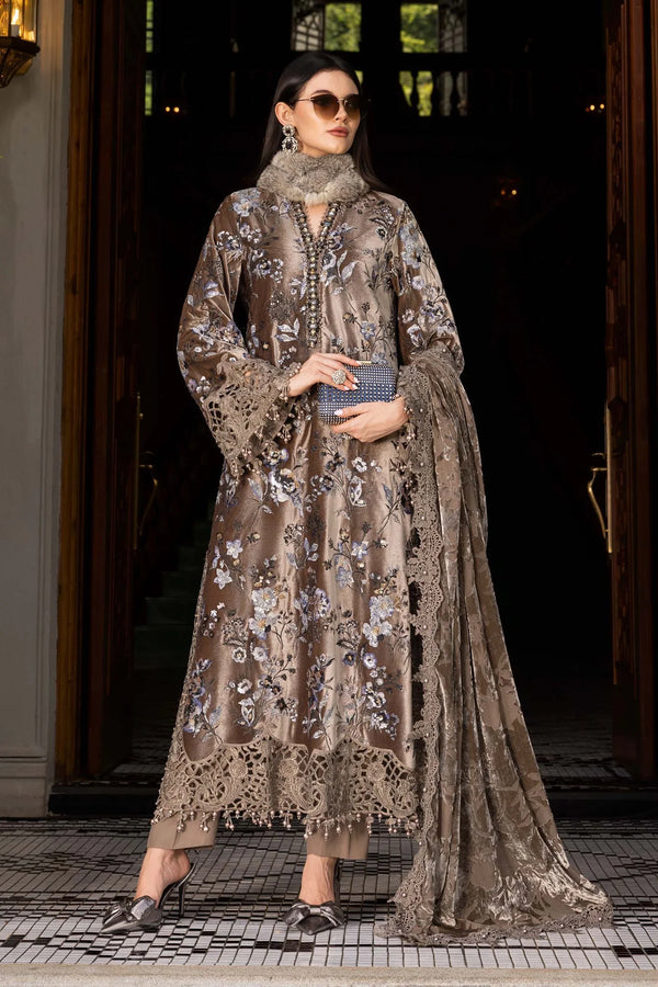 Winter Luxe '25 - 3 Piece Unstitched Embroidered Velvet Suit | WL-1303