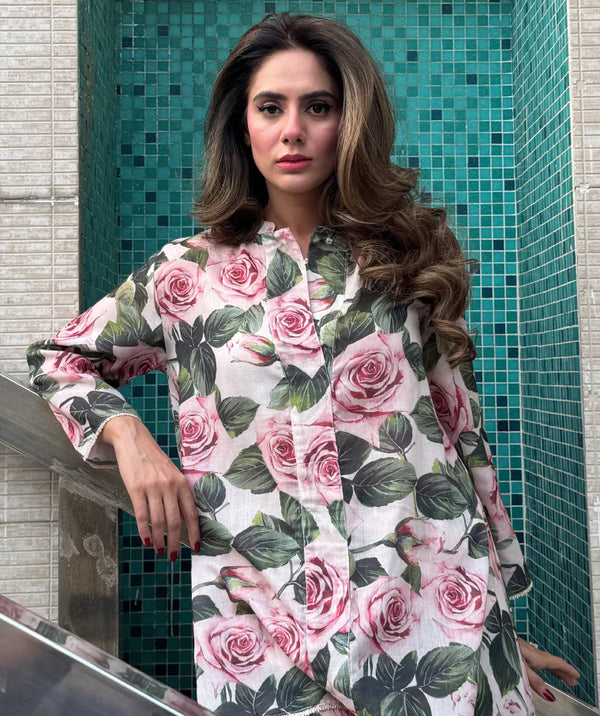 Summer Lawn '25 - Pink Floral Elegance (Short)