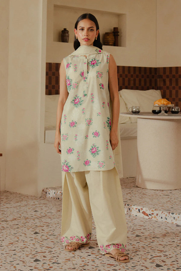 Unstitched Summer interlude'25 - 3 PIECE EMBROIDERED LAWN SUIT-ROSACEA MESH