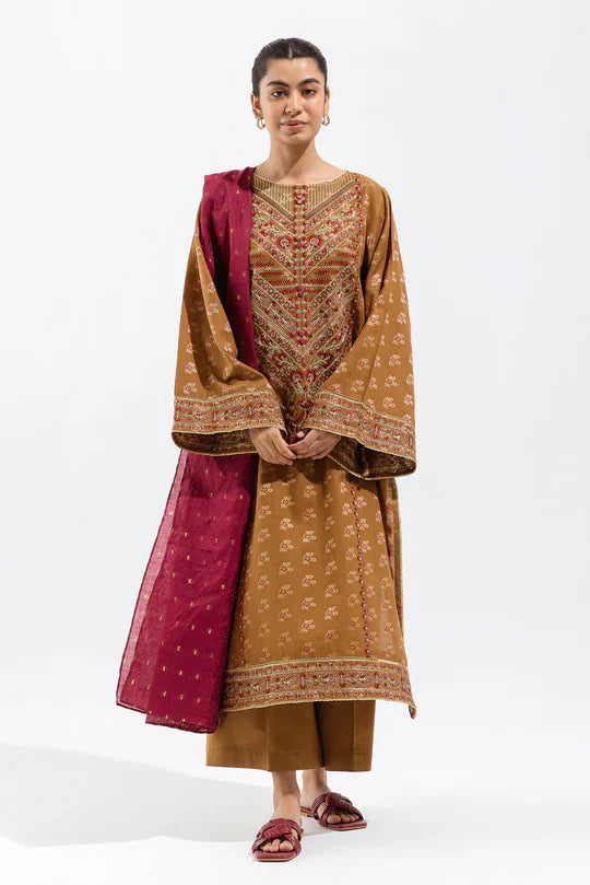 Unstitched Winter '23 - Mulberry Bronze-Embroidered-3P-Jacquard